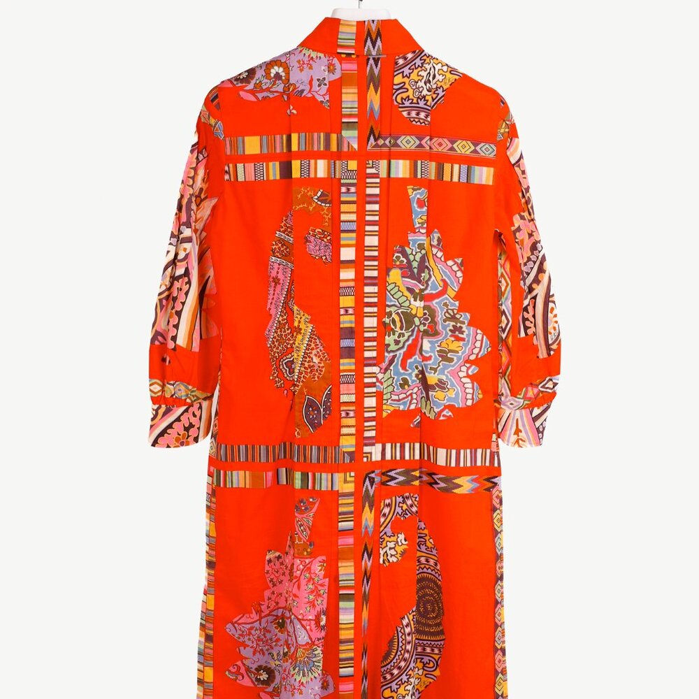 Etro Vintage Orange Printed Cotton Shirt Dress - Picture 2 of 10